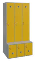 SSB - 180 - 90 šatní skříň s botníkem, 3-dvéřová, 1800x900x400/600 mm, korpus šedý, dvířka žlutá odi